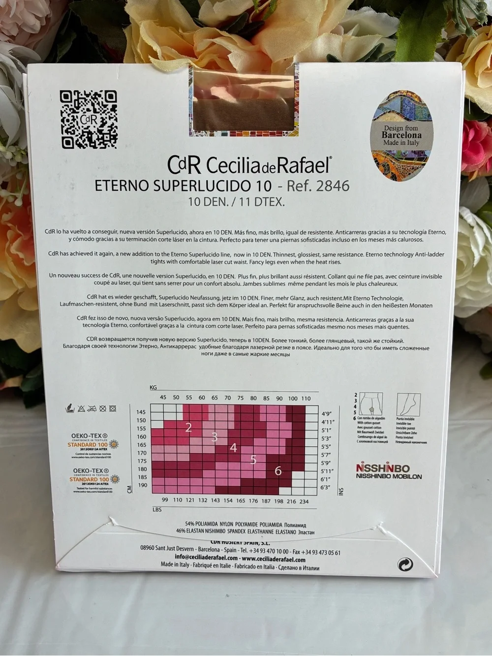 Cecilia de Rafael Eterno Superlucido 10 Sheer Glossy Tights Moreno XXL Waistless
